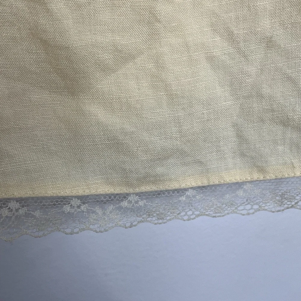 Y2K Linen Babydoll Top Butter Yellow Womens L Fairy Ethereal Lace Ruffled Pastel - Picture 6 of 7